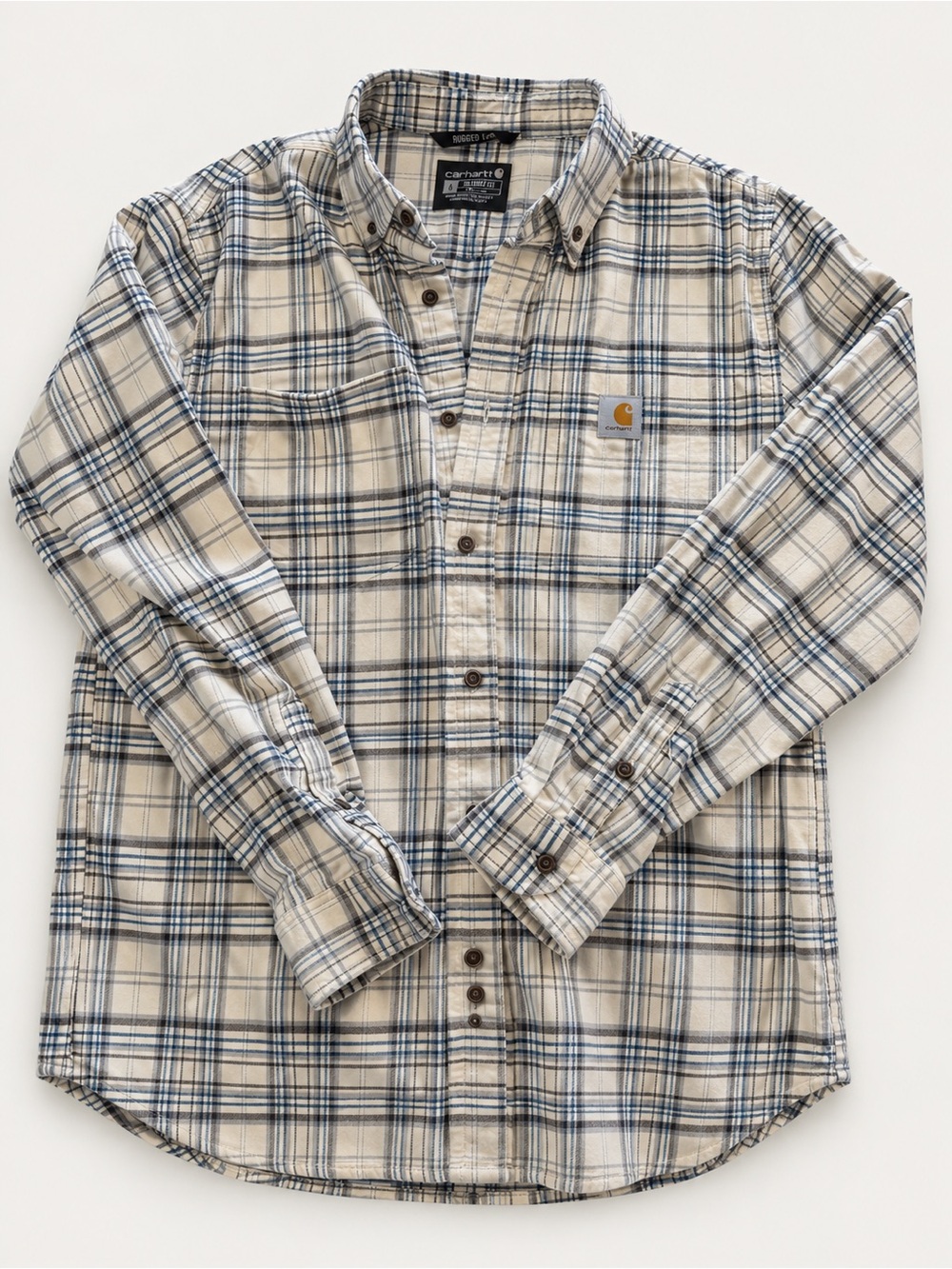 Carhartt Rugged Flex Plaid Button Down Shirt Men’s Medium Relaxed Fit Workwear